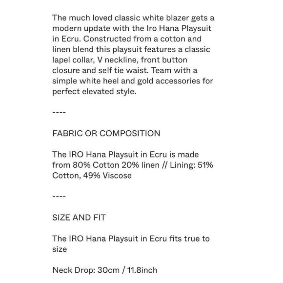 Iro Authentic Hana Playsuit Long Sleeve Solid White Mini Jumpsuit Medium 38 - Picture 6 of 13